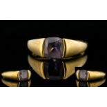 A 9ct Gold Amethyst Ring Set with cushion cut amethyst, fully hallmarked, ring size R.