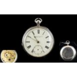 Waltham USA Solid Silver Key-wind Open Faced Pocket Watch. Hallmark Birmingham 1908.