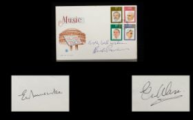 Morecambe & Wise Plus Andre Previn Autographs. Signed on three separate pages in all.