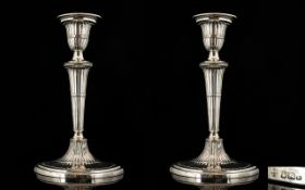 Victorian Period Superb Quality Pair of Silver Candlesticks of Superb Proportions and Form.