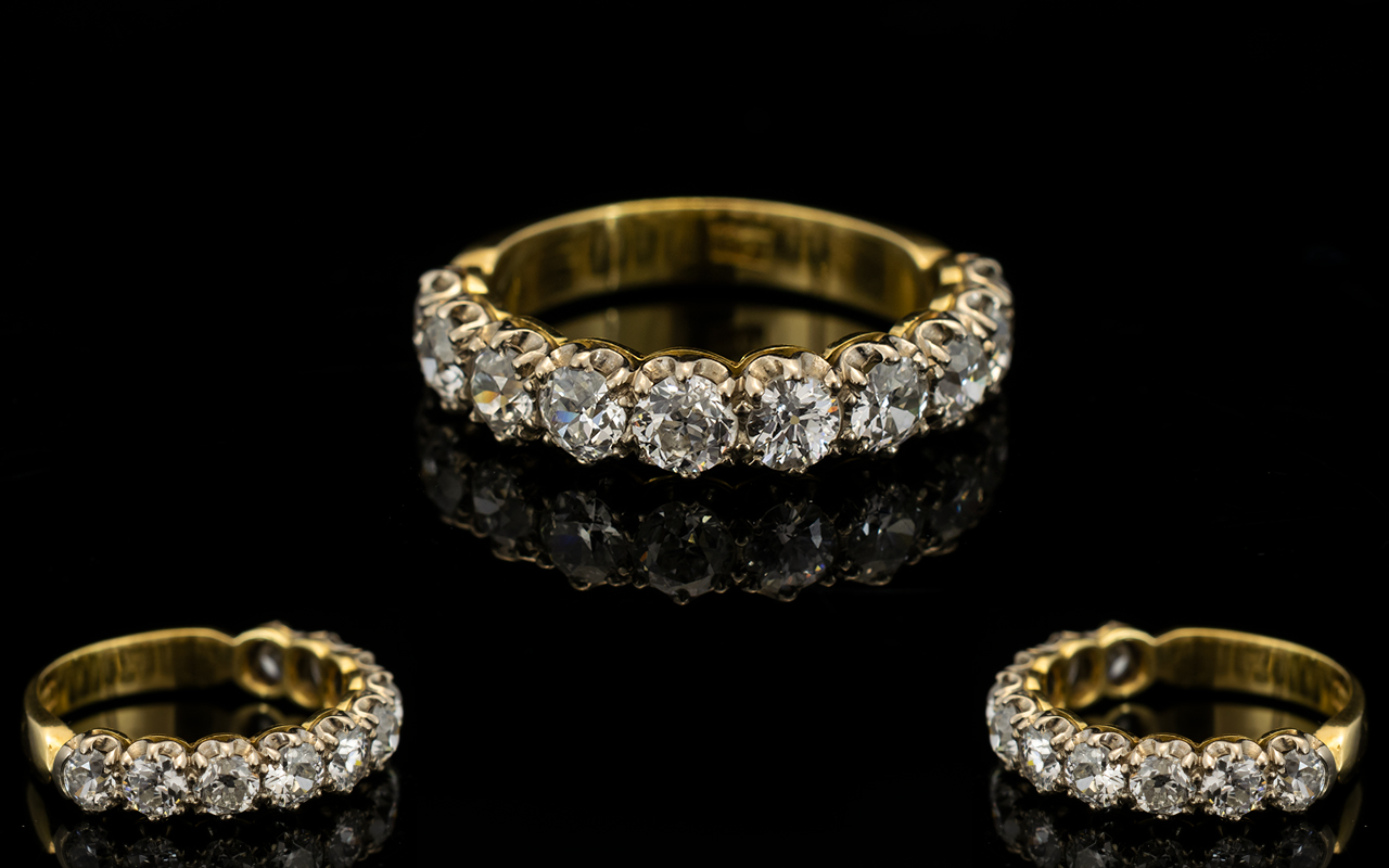 18ct Yellow Gold Superb Quality Diamond Set Half Eternity Ring,