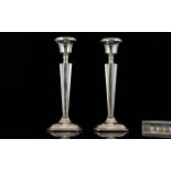 Edwardian Period - Elegant Pair of Silver Candlesticks of Tapered Form,