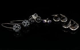 A Collection Silver And Mixed Metal Contemporary Earrings five pairs in total to include, two
