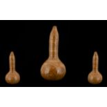 A Scrimshaw Sailors Valentine Double Gourd etched with geometric design and characters, height,