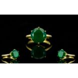 Green Onyx Solitaire Ring, a round cut green onyx of 5cts,