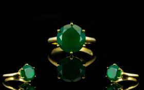 Green Onyx Solitaire Ring, a round cut green onyx of 5cts,