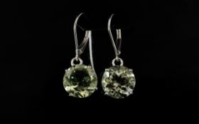 Green Amethyst Solitaire Stud Earrings,