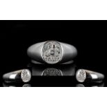 Platinum Signet Ring Raised crest to fro