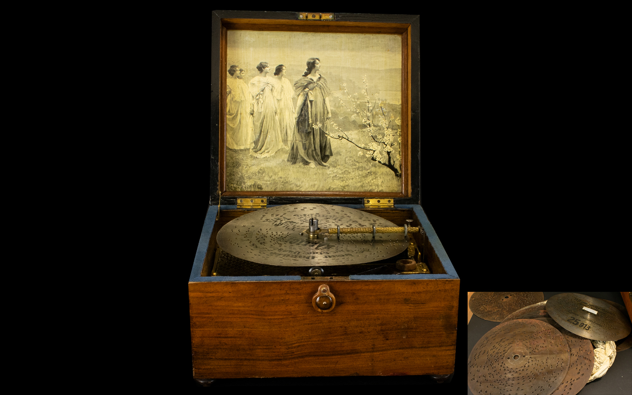 Walnut Cased Polyphonic Music Box Comple