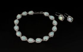 Opal and Zirconia Tennis Bracelet and Pa