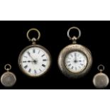 Two Ladies Open Faced Silver Fob Watches