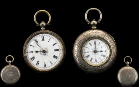 Two Ladies Open Faced Silver Fob Watches