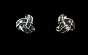 Blue Diamond Knot Stud Earrings, classic