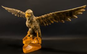 Vintage 1970's USSR Carved Eagle - woode