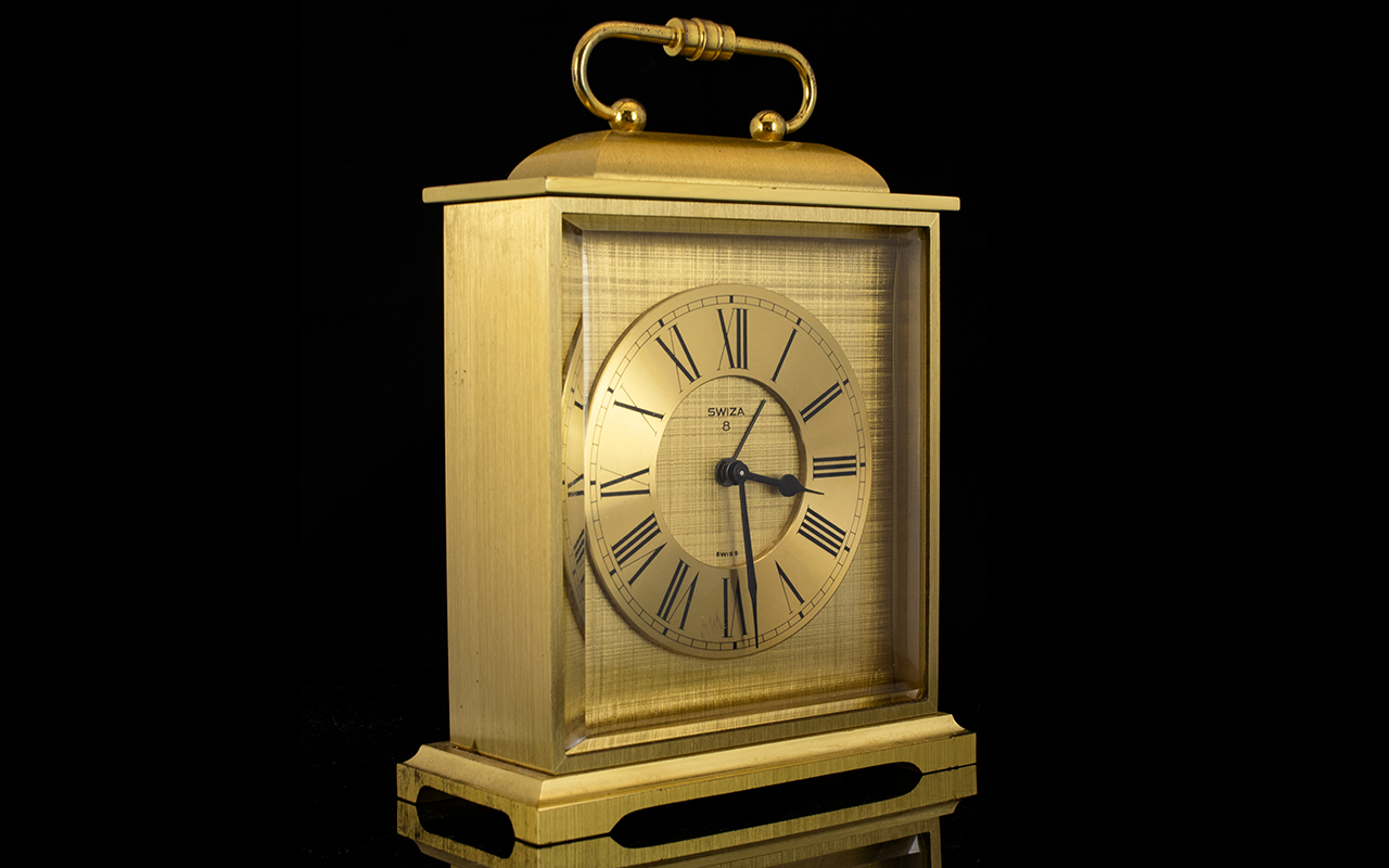 A Brass Travelling Clock Comprising gilt - Image 4 of 5