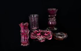 Collection of Cranberry Coloured Decorat