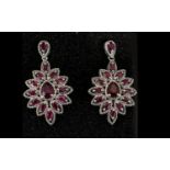 Ruby Ovoid Cluster Drop Earrings, each e