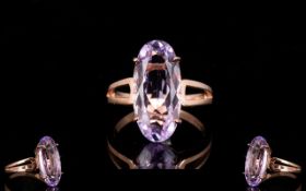 Rose de France Amethyst Solitaire Ring,