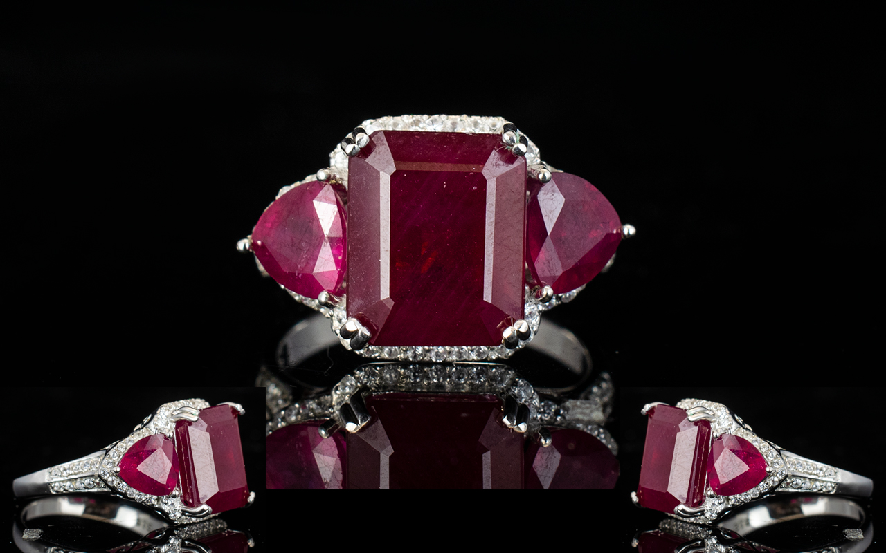 Ruby Octagon and Trillion Cut Ring, the