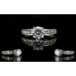 A 9ct White Gold And CZ Set Solitaire Ri