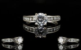 A 9ct White Gold And CZ Set Solitaire Ri