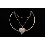 Contemporary Silver Heart Pendant Neckla