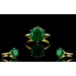 Green Onyx Solitaire Ring, a round cut g