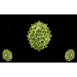 Peridot Large Oval Cluster Ring, a large