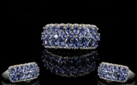 Tanzanite Three Row Band Ring, comprisin