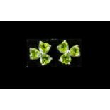 Peridot Pair of Three Stone Earrings, th