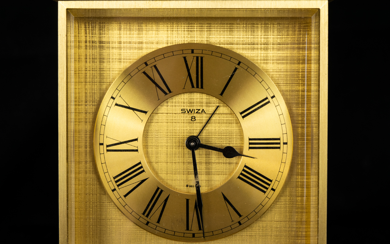 A Brass Travelling Clock Comprising gilt - Image 2 of 5