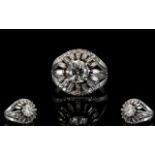 18ct White Gold And Diamond Cluster Ring Set