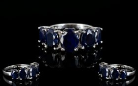 Sapphire Five Stone Band Ring, five oval