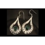 Enhanced Emerald Drop Earrings, round cu