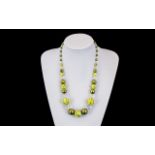 Vintage Green Beaded Necklace, All Diffe
