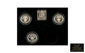 Royal Mint 1984-1987 One Pound Silver Proof Piedfort Set Boxed set of four coins - one missing