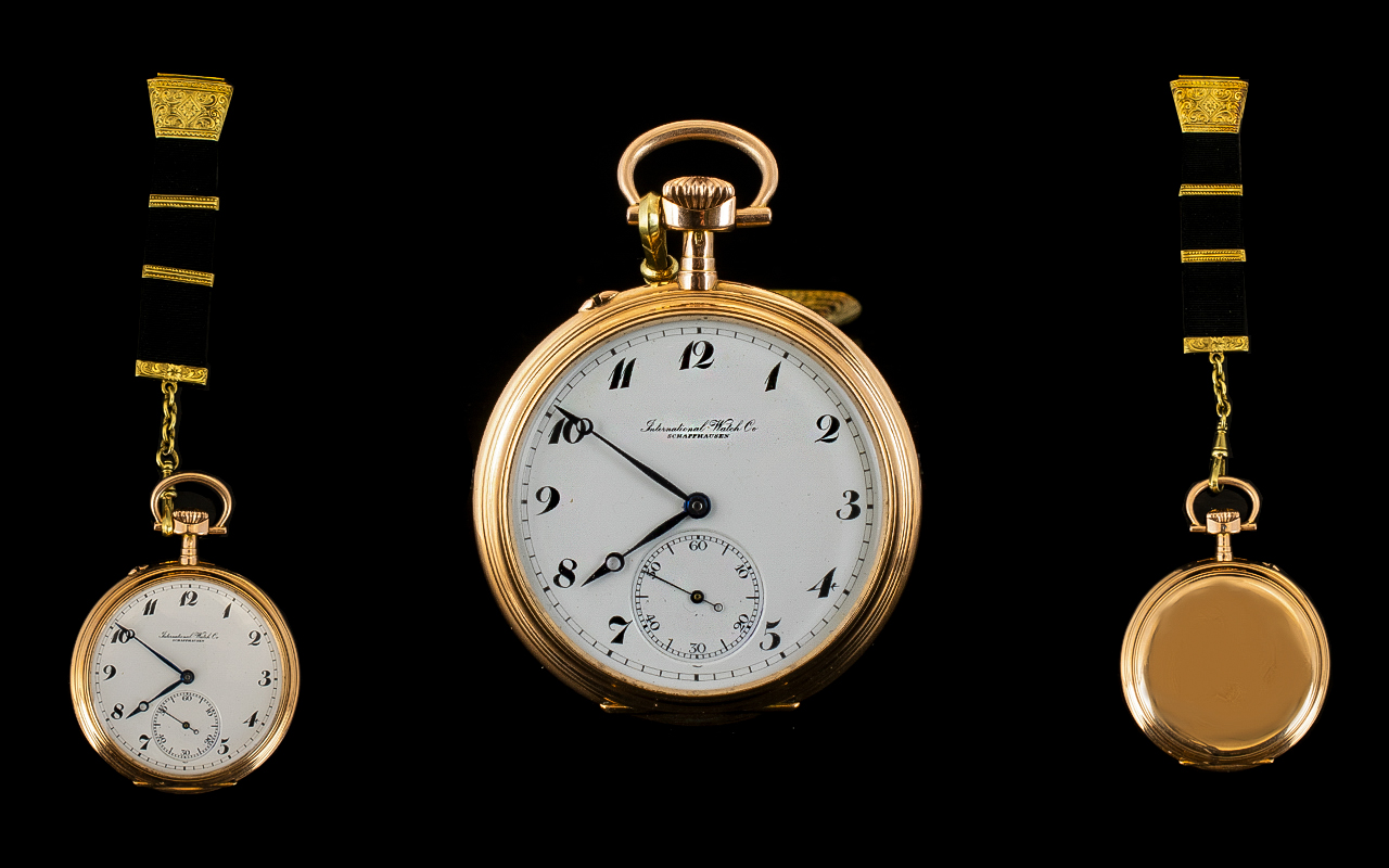 International Watch Co Schaffhausen 14ct Rose Gold - Keyless High Grade Chronometer Open Faced - Image 3 of 3