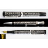 Laban Superb Quality Solid Silver Cased Fountain Pen Set - comprising fountain pen and matching