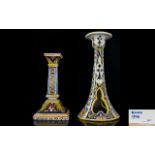 French 19th Century Rouen Faience Candlesticks Two in total,