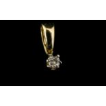 9ct Yellow Gold And Diamond Pendant Single stone pendant with claw setting stamped 375
