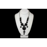 Vintage Black Heart Beaded Necklace, Very Stylish and Looks Great On, With Hearts etc In Shape.