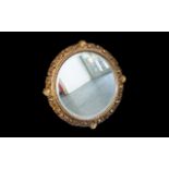 A Late 19th/Early 20th Century Circular Mirror Bevelled Glass Mirror Housed In Ornate Gilt Geso