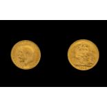 George V 22ct Gold Full Sovereign - Date 1913. London Mint, Top Grade - E.F. Uncirculated Condition.