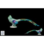 Herend - Superb Hand Painted Porcelain Figure of Green Fishnet Pheasant, Model 5025,