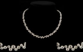 Ladies Superb 14ct White Gold Diamond Set Collar Necklace Contemporary necklace of attractive form,