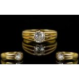 18ct Yellow Gold Single Stone Diamond Ring In A Gypsy Style Setting A very pleasing ring,