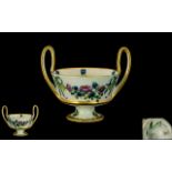 James MacIntyre & Co William Moorcroft 18th Century Pattern Twin Handle Footed Bowl Chip to edge