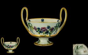 James MacIntyre & Co William Moorcroft 18th Century Pattern Twin Handle Footed Bowl Chip to edge