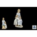 Lladro Porcelain Figurine ' Bedtime Story ' Model No 5457 Sculpture, Issued 1988. Height 10.