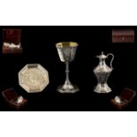 Early Victorian - Superb Quality Sterling Silver 3 Piece Travelling Communion Set In Original